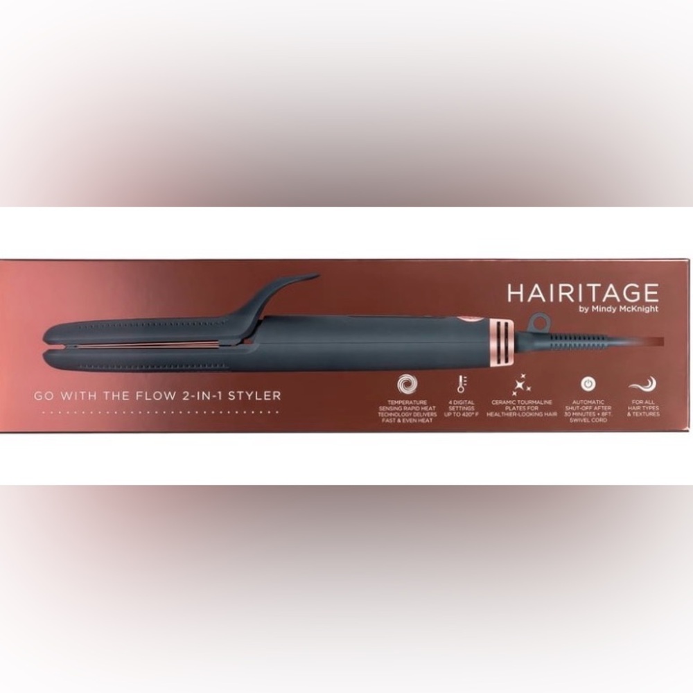 Hairitage 1" Ceramic Tourmaline Flat Iron / Straightener and Curling Iron